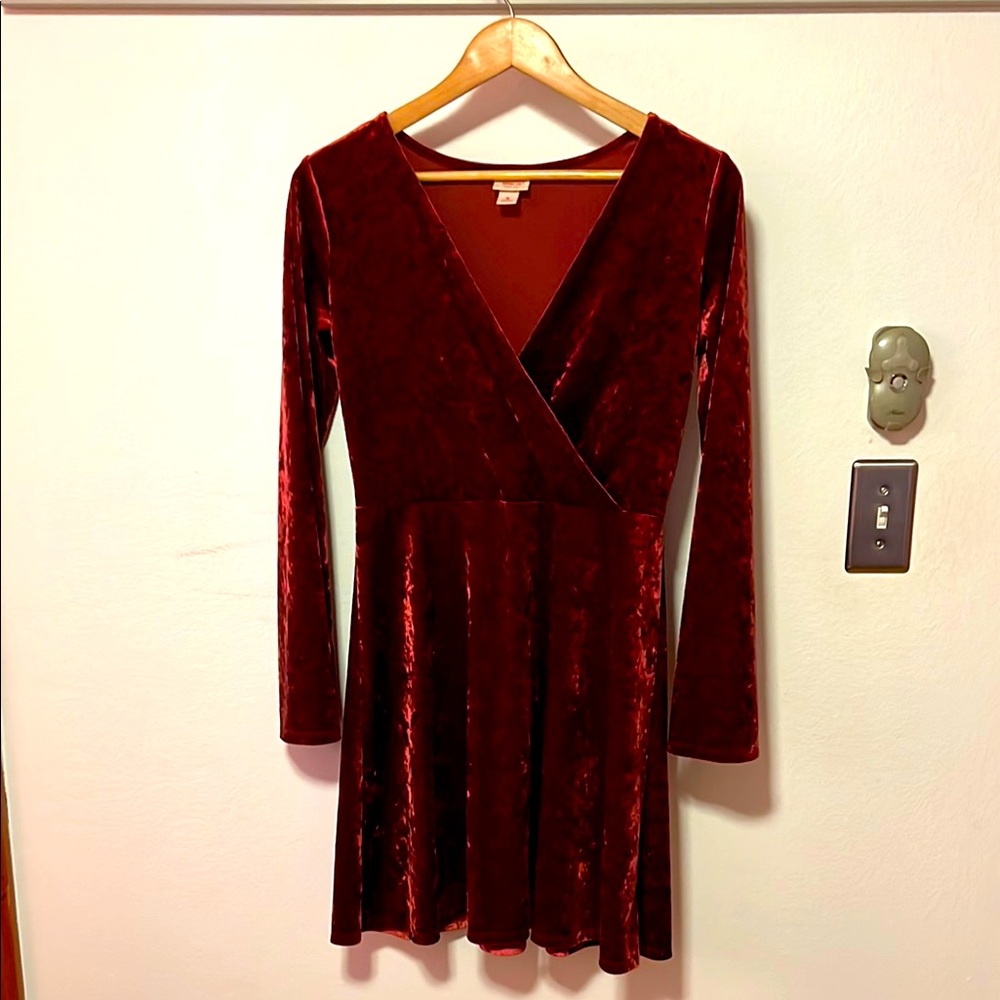 Velvet Wrap Dress in Rich Burgundy
